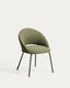 Bonali chair in green chenille with green metal legs FSC Mix Credit