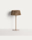 Aldet outdoor solar table lamp in beige flat rope cord with metal stand