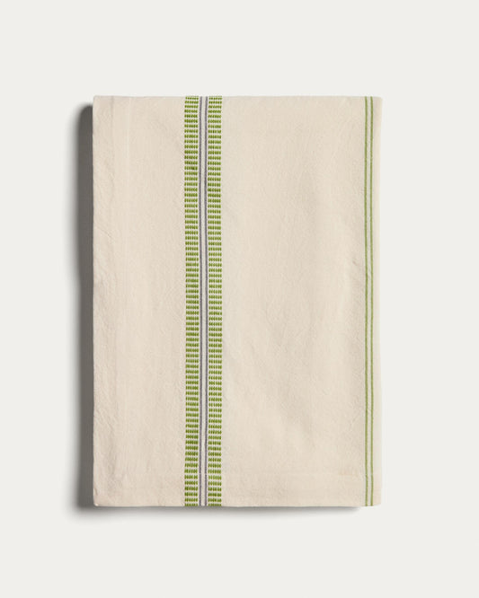 Todila green striped 100% cotton tablecloth 170 x 170cm