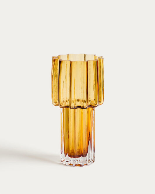 Cristila orange glass vase 30cm