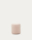 Kaeli footrest with removable cover in pink bouclé Ø 43 cm