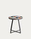 Tella round side table in graphite galvanised steel with multicoloured tiles Ø45 cm