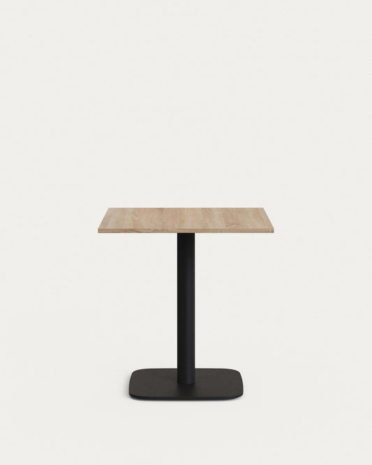 Dina table in natural finish melamine with metal leg in a painted black finish, 70 x 70 x 70 cm