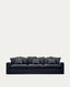 Nora 4-seater sofa with removable cover with linen and cotton cushions in anthracite grey 340cm