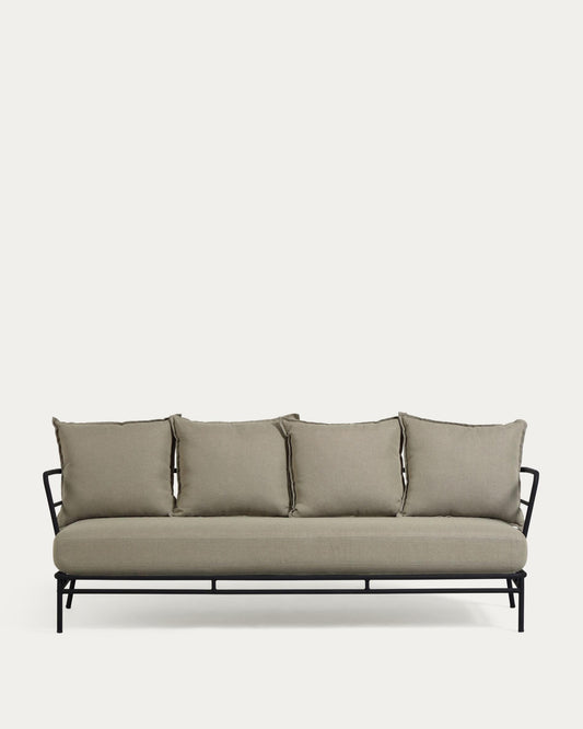 Mareluz 3 seater sofa in black steel, 197 cm