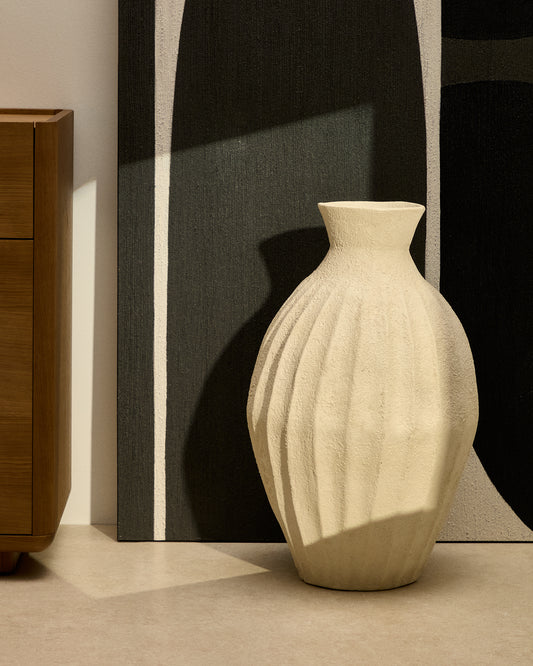 Arquena beige papier-mâché vase 67cm