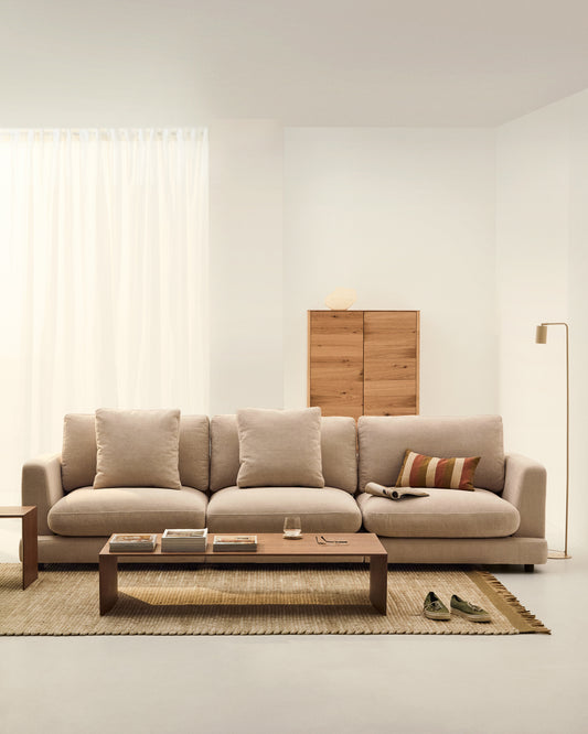 Gala 4-seater beige chenille sofa FSC Mix Credit 300cm