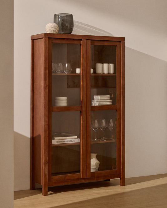 Norani display cabinet in solid acacia wood and acacia veneer 110 x 185 cm