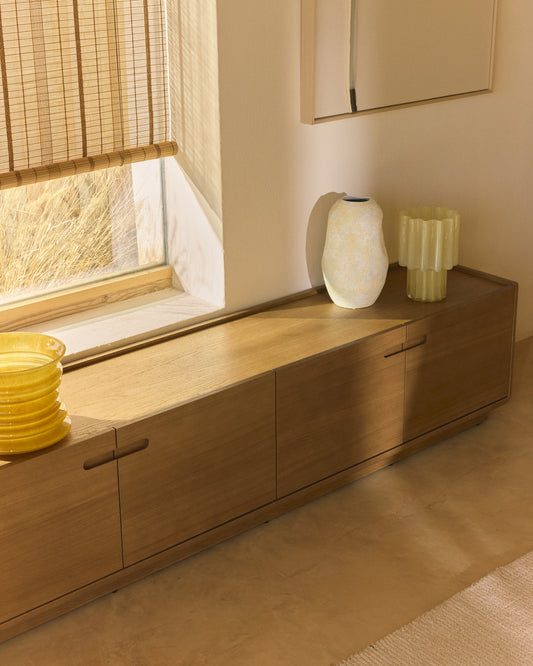 Medira ecru and yellow ceramic vase 32.5cm