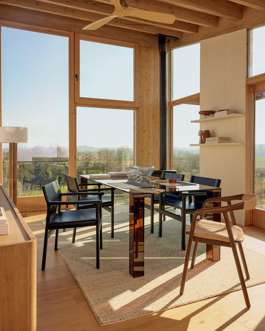 Adularia table in brown tempered glass 200 x 100cm