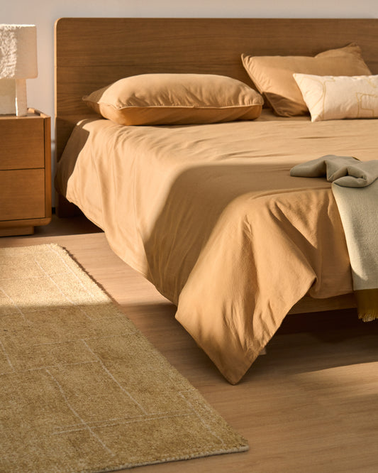 Sirale 100% cotton sateen duvet cover with washed finish in copper for 150/160 cm bed