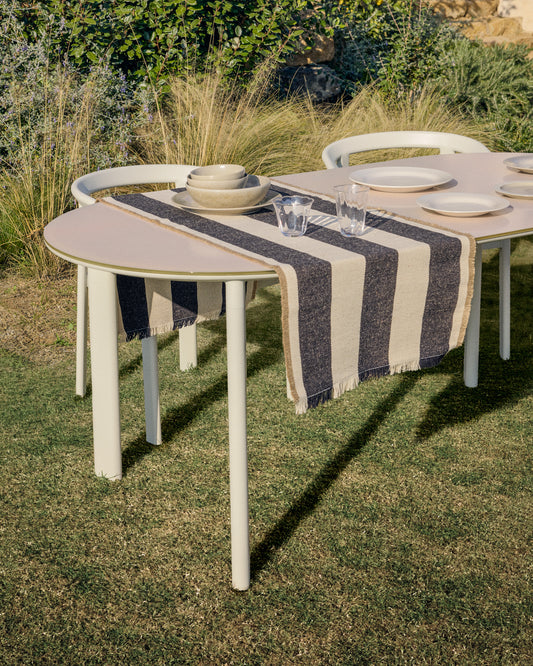 Daltan black striped cotton and jute table runner 50 x 150cm