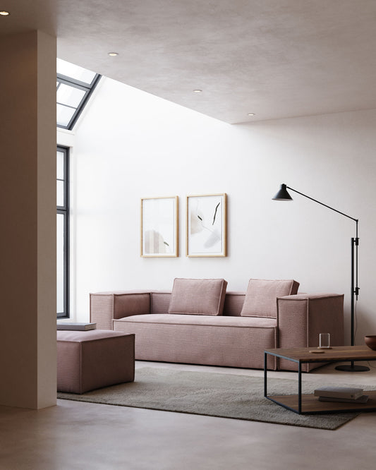 Blok 3-seater sofa in pink thick corduroy 240cm FSC Mix Credit
