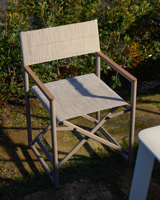 Tisno outdoor folding chair in taupe aluminium and taupe texteline