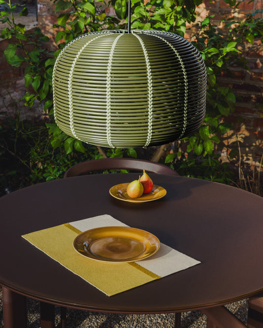 Garoina lampshade for outdoor ceiling lamp in green synthetic rattan Ø 50cm