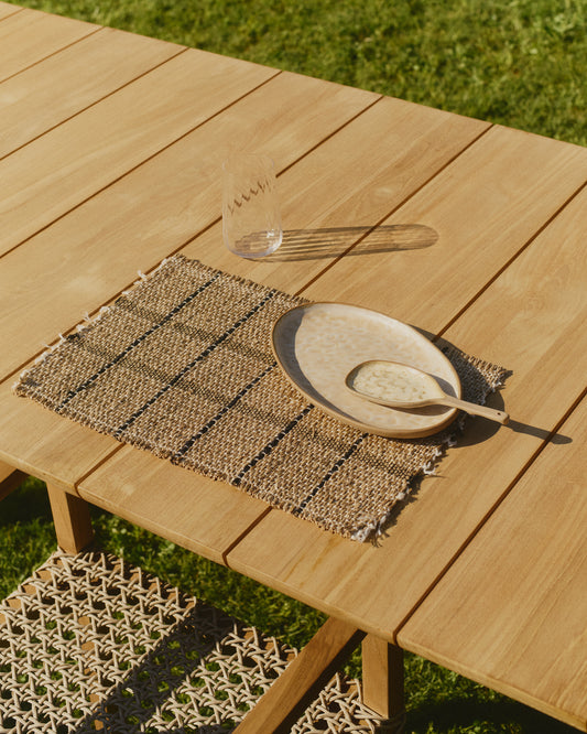 Uya set of 2 table runners with natural fibres and natural and black finish 33.5 x 49 cm