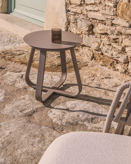 Tamaris taupe aluminium outdoor side table Ø48cm
