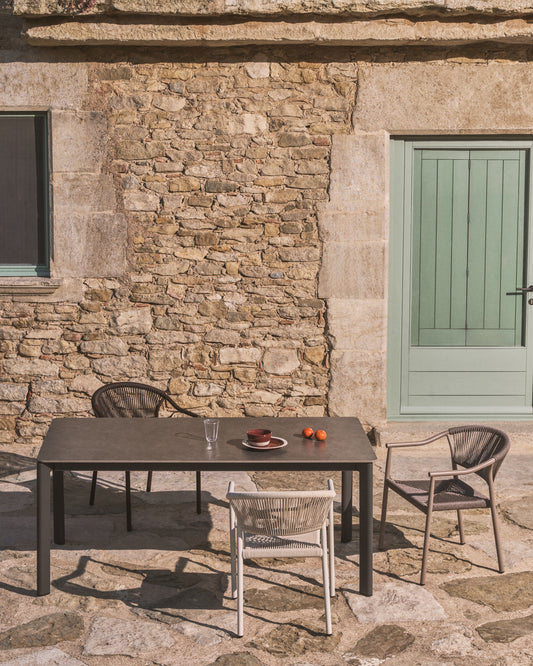 Anafi table in sintered stone and graphite aluminium 140 x 80 cm