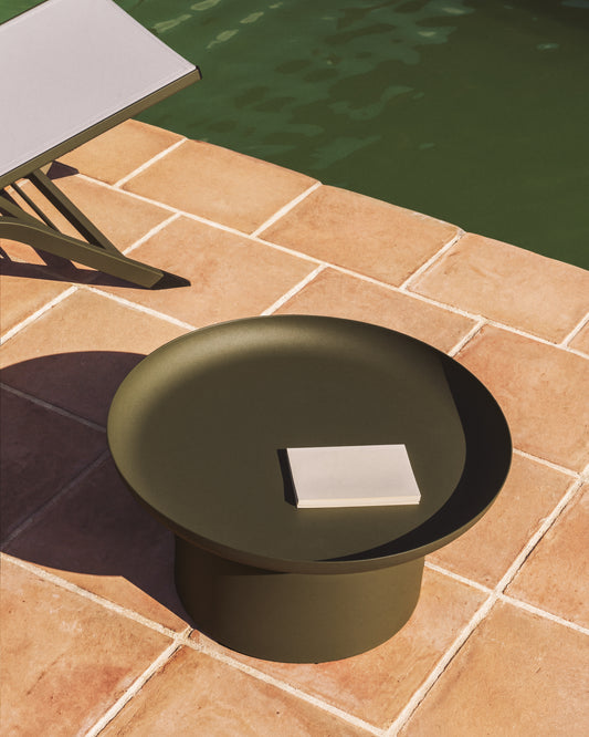 Arcola coffee table in green aluminium Ø70cm