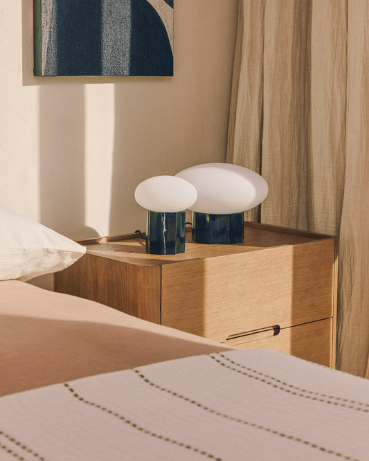 Idela table lamp in smoked glass and black marble Ø26 cm