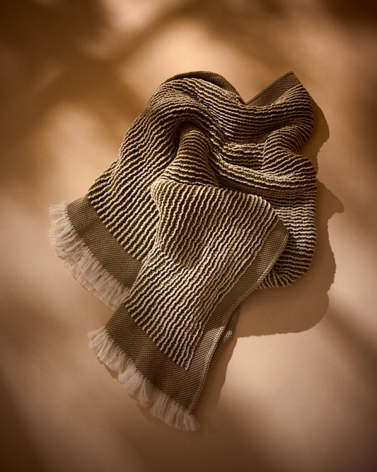 Lideba green striped cotton blanket 100 x 170cm