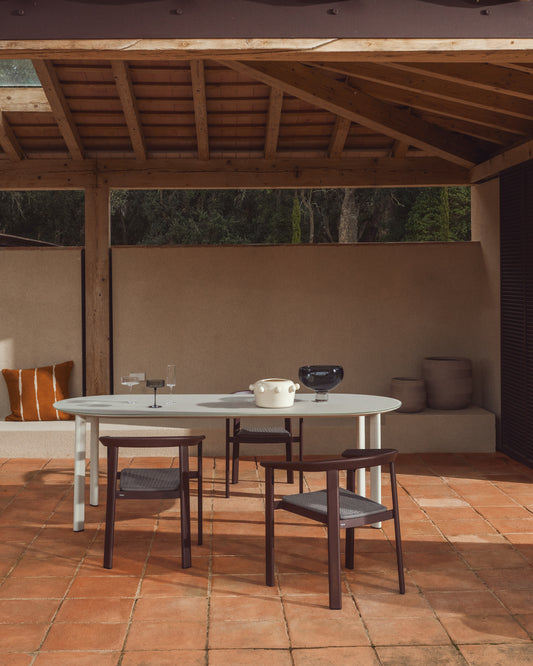 Odra vase in ecru ceramic with glossy finish 17cm