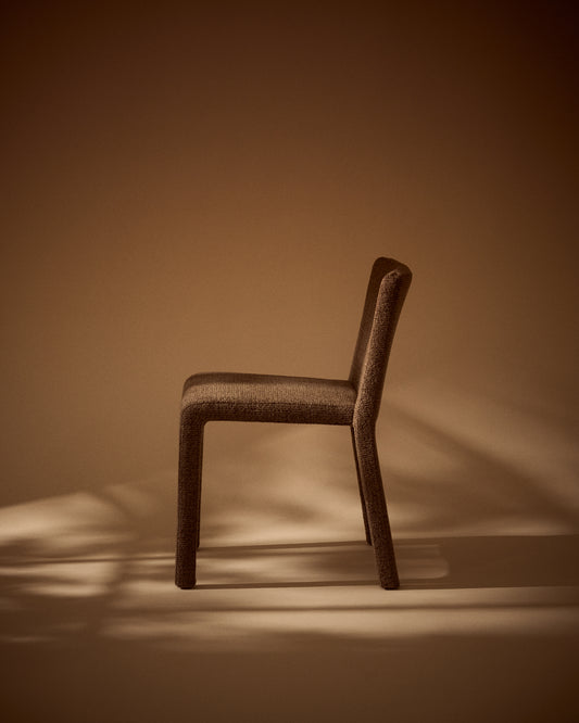 Loria stackable chair in chocolate brown chenille FSC 100%