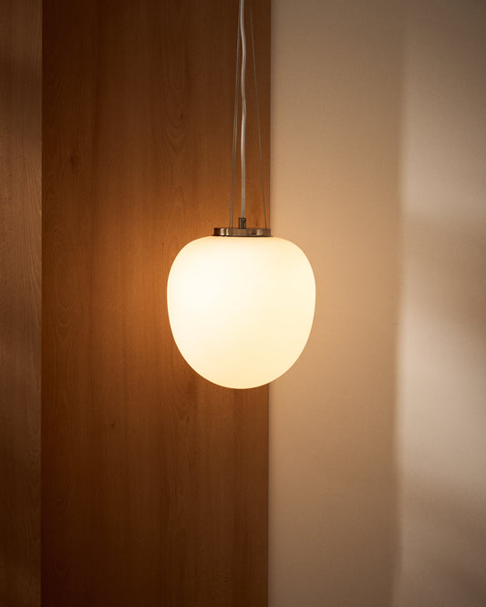 Ardali ceiling lamp in smoked glass and steel with brushed finish Ø40cm