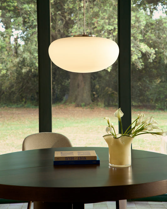 Ardali ceiling lamp in smoked glass and steel with brushed finish Ø50cm