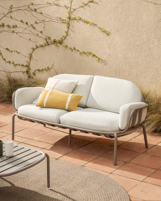 Joncols 2-seater outdoor sofa in aluminium with taupe painted finish 164cm