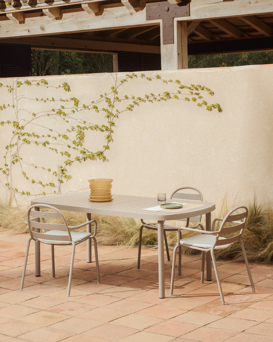 Joncols outdoor table in aluminium with taupe painted finish 180 x 90cm