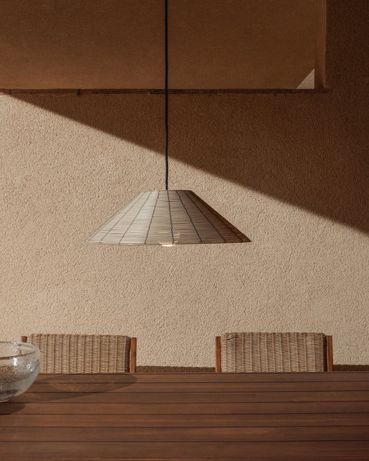 Saranella lampshade for outdoor ceiling lamp in light grey synthetic rattan Ø 50cm