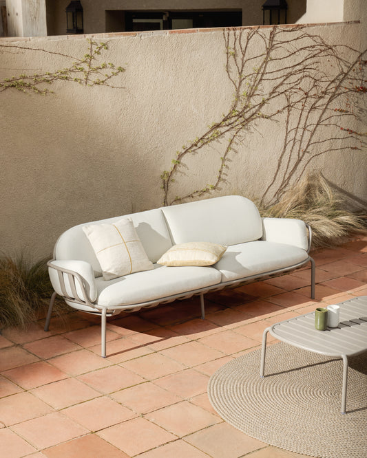 Joncols 3-seater outdoor sofa in aluminium with taupe painted finish 224cm