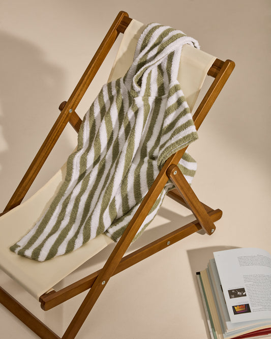 Nuni cotton poncho towel with white and green stripes size 2/3 years