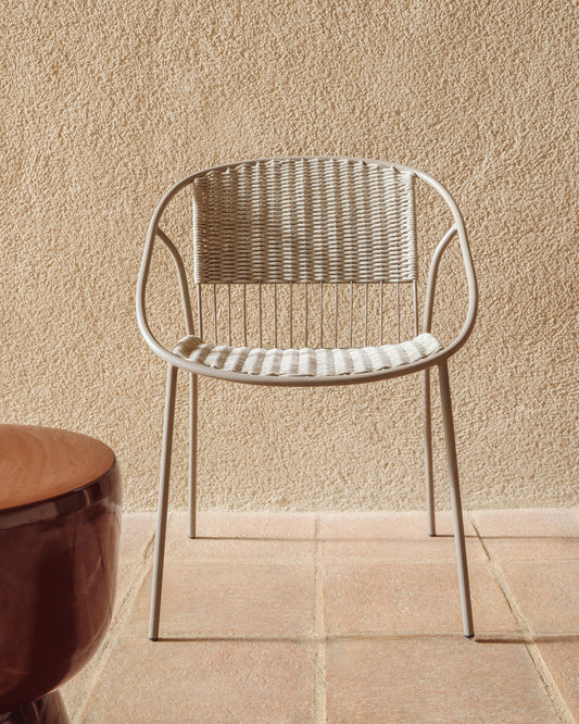 Atrani stackable outdoor chair in galvanised steel and taupe rope