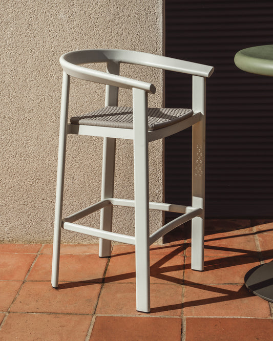 Erice stool in aluminium and ecru rope cord 65cm