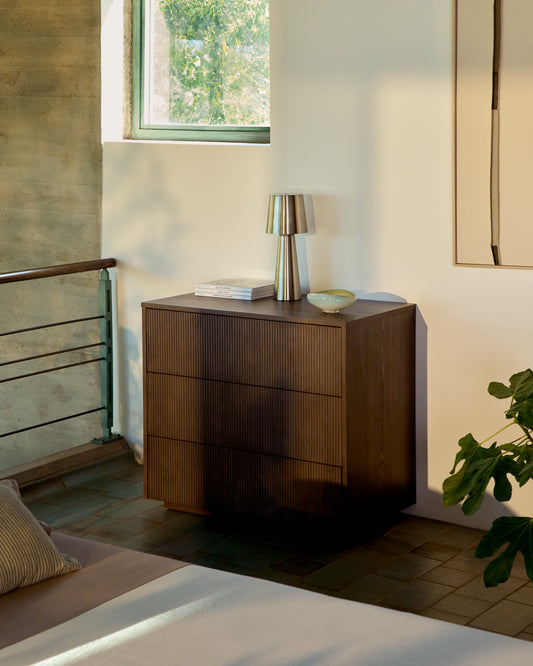 Arenys large table lamp in metal with a shiny silver finish