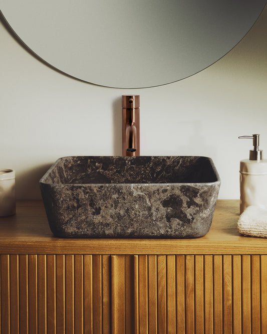 Darnen grey marble countertop washbasin 40 x 40cm