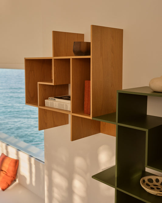 Ina modular shelving unit in oak veneer with natural finish 80 x 80cm FSC 100%