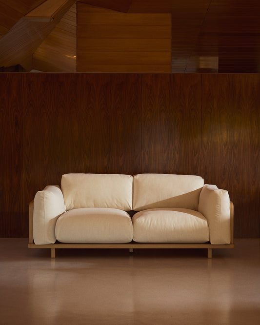 Oaq 3 seater sofa in beige, 225 cm FSC Mix Credit