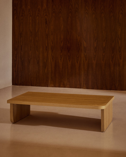 Oaq coffee table in oak wood veneer with natural finish, 140 x 75 cm FSC Mix Credit