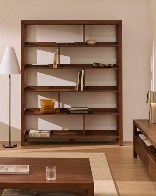 Norani shelving unit in solid acacia wood and acacia veneer 150 x 185 cm