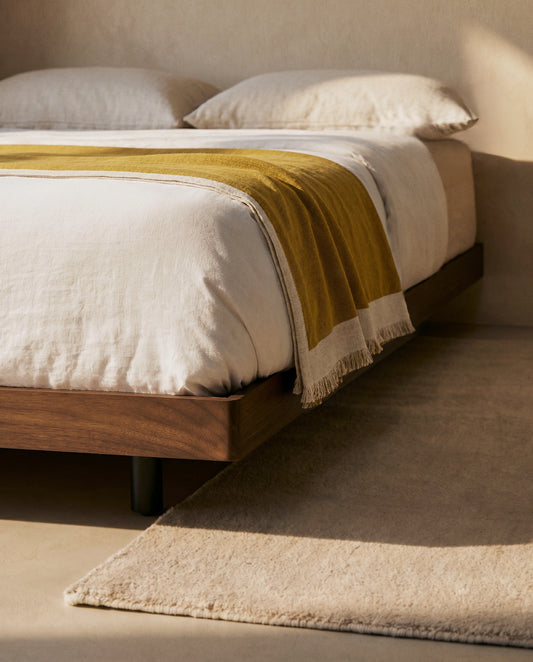 Norlen bed base in walnut veneer with dark finish for 160 x 200cm mattress FSC Mix Credit