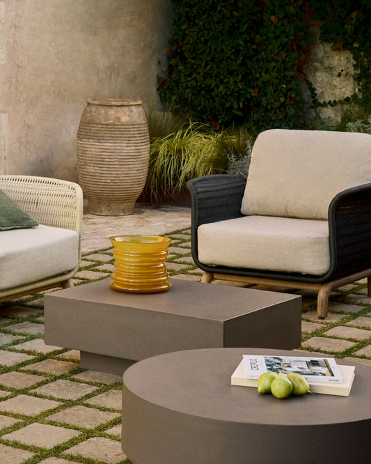 Ambere yellow glass vase 20cm