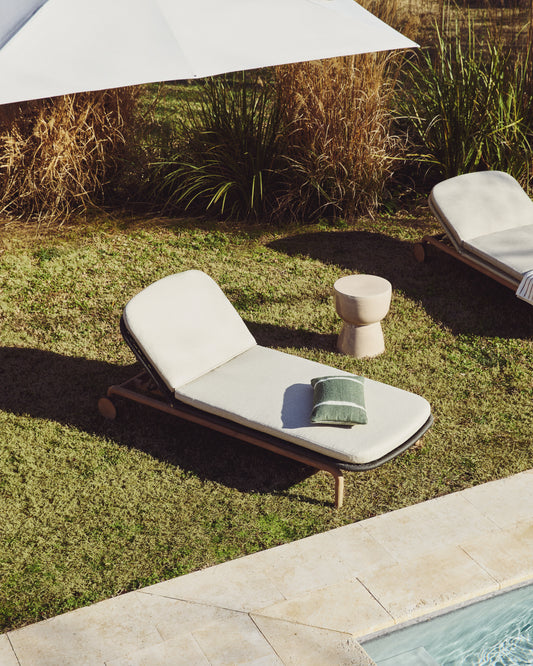 Alipa sun lounger in FSC 100% solid acacia wood and dark grey rope cord