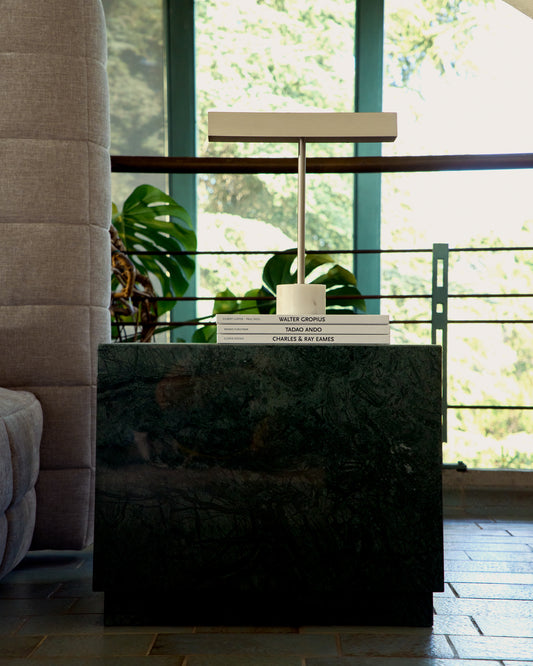 Sorein side table in green marble 50 x 50 cm