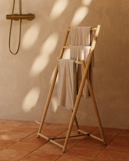 Roxana towel rack in solid teak, 50 x 95 cm