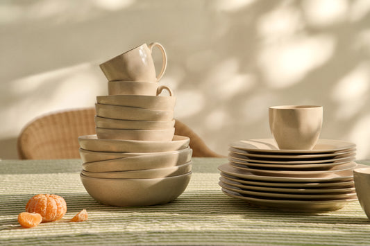 Sermin beige ceramic dessert plate