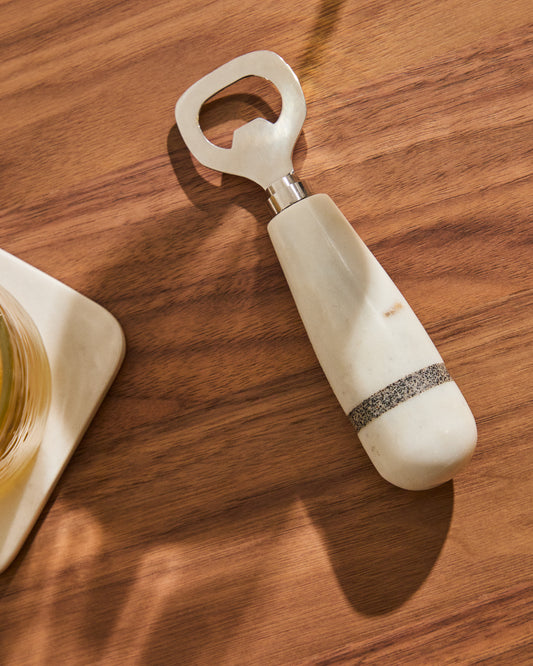 Nira opener in white and grey marble