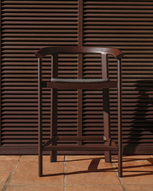 Erice stool in aluminium and brown rope cord 75cm